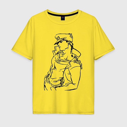 Мужская футболка оверсайз Дзётаро Кудзё - герой / Желтый – фото 1