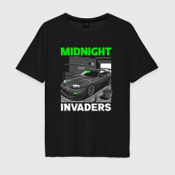 Футболка оверсайз мужская Midnight inviders - Toyota Supra, цвет: черный