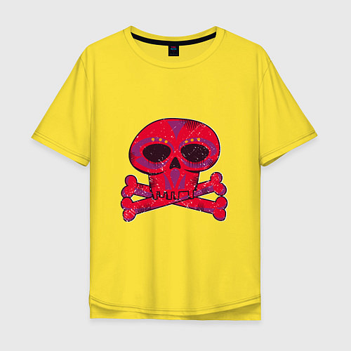 Мужская футболка оверсайз Колдунский череп и кости / Желтый – фото 1