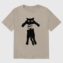 Мужская футболка оверсайз Кот на ручках
