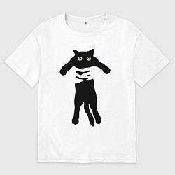 Мужская футболка оверсайз Кот на ручках