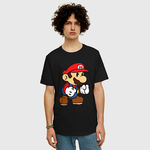 Мужская футболка оверсайз Классический Марио / Черный – фото 3