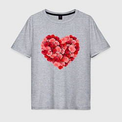 Мужская футболка оверсайз Сердце составленное из роз