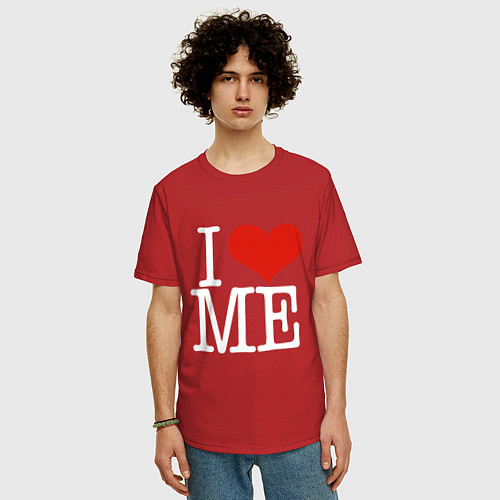 Мужская футболка оверсайз I love me / Красный – фото 3