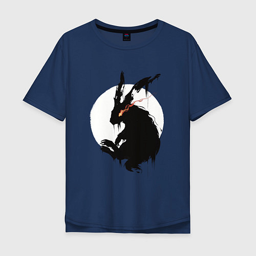 Мужская футболка оверсайз Черный кролик 2023 / Тёмно-синий – фото 1