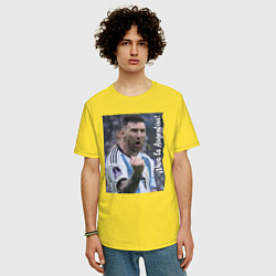 Футболка оверсайз мужская Viva la Argentina - Lionel Messi - world champion, цвет: желтый — фото 2