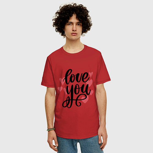 Мужская футболка оверсайз Love U / Красный – фото 3