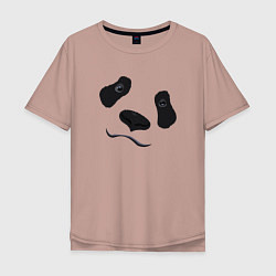 Футболка оверсайз мужская Взгляд панды, цвет: пыльно-розовый