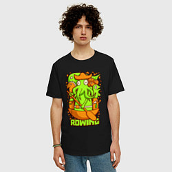 Футболка оверсайз мужская Осьминог-пират с веслом, цвет: черный — фото 2