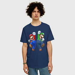 Футболка оверсайз мужская Марио и Луиджи, цвет: тёмно-синий — фото 2