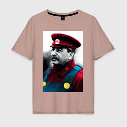 Футболка оверсайз мужская Иосиф Виссарионович Сталин - memes Mario, цвет: пыльно-розовый