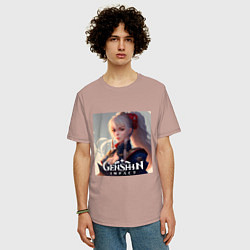 Футболка оверсайз мужская Геншин Импакт, Наганохара Ёимия, цвет: пыльно-розовый — фото 2