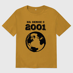 Мужская футболка оверсайз На Земле с 2001 с краской на светлом