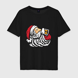 Мужская футболка оверсайз Пиво и Санта