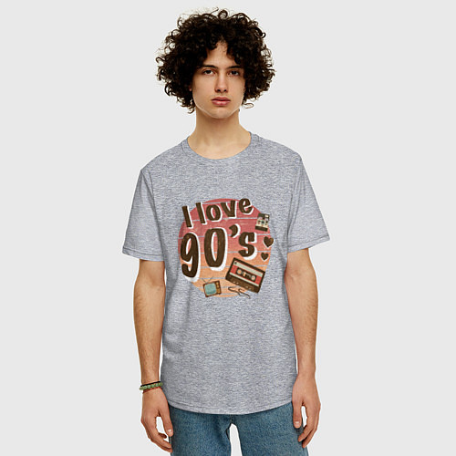 Мужская футболка оверсайз I love 90-s / Меланж – фото 3