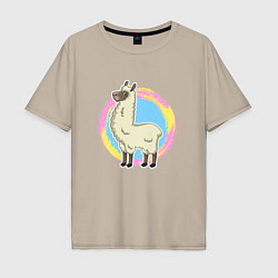 Мужская футболка оверсайз Мультяшная лама альпака