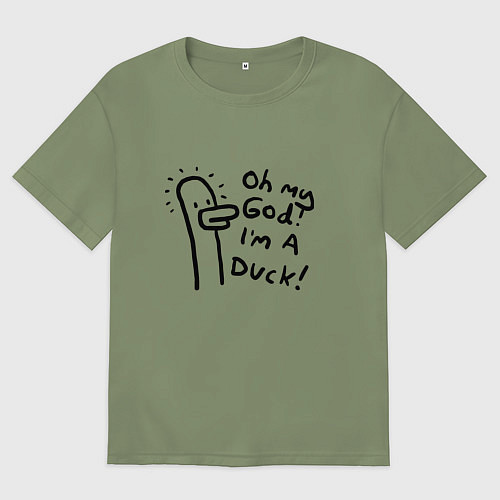 Мужская футболка оверсайз Oh my god, im duck - joke / Авокадо – фото 1