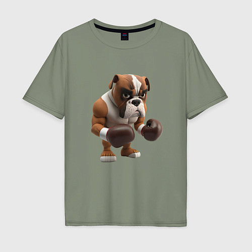 Мужская футболка оверсайз Собака чемпион по боксу / Авокадо – фото 1