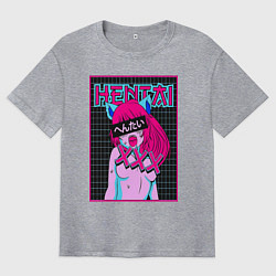 Мужская футболка оверсайз Hentai blue redhead girl art