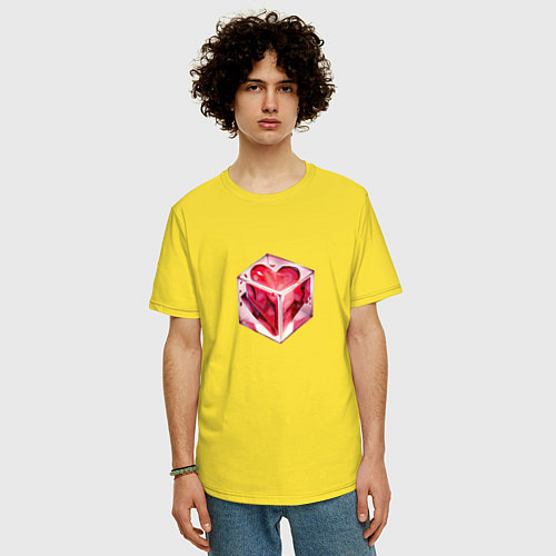 Мужская футболка оверсайз Сердце в кубе / Желтый – фото 3