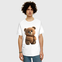 Футболка оверсайз мужская Большой плюшевый мишка, цвет: белый — фото 2