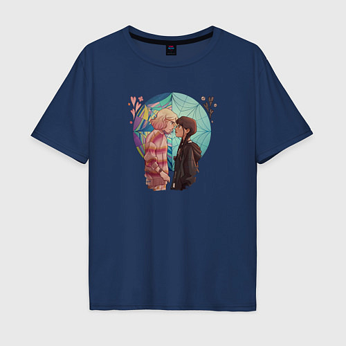 Мужская футболка оверсайз Удивительные миры Уэнсдэй и Энид / Тёмно-синий – фото 1
