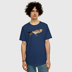 Футболка оверсайз мужская Сокол птица, цвет: тёмно-синий — фото 2