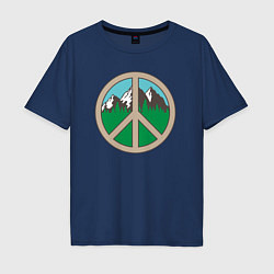 Футболка оверсайз мужская Peace nature, цвет: тёмно-синий