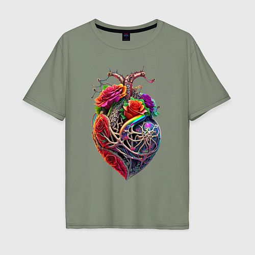 Мужская футболка оверсайз Сердце из кости / Авокадо – фото 1