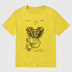 Футболка оверсайз мужская Патент на двигатель мотоцикла, цвет: желтый