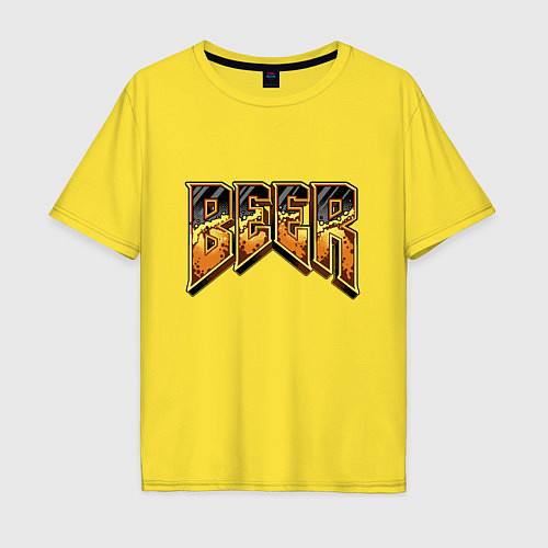 Мужская футболка оверсайз Beer doom / Желтый – фото 1