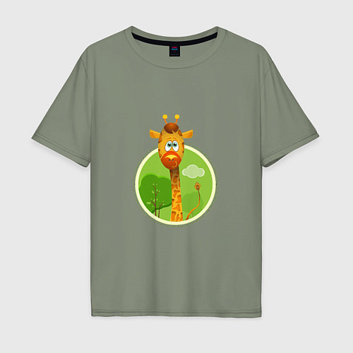 Мужская футболка оверсайз Летний жирафик / Авокадо – фото 1