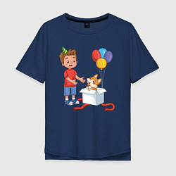 Мужская футболка оверсайз Мальчик и собачка в подарок