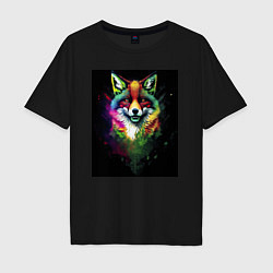 Футболка оверсайз мужская Colorful Fox, цвет: черный