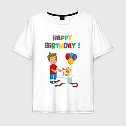 Мужская футболка оверсайз С днём рождения корги