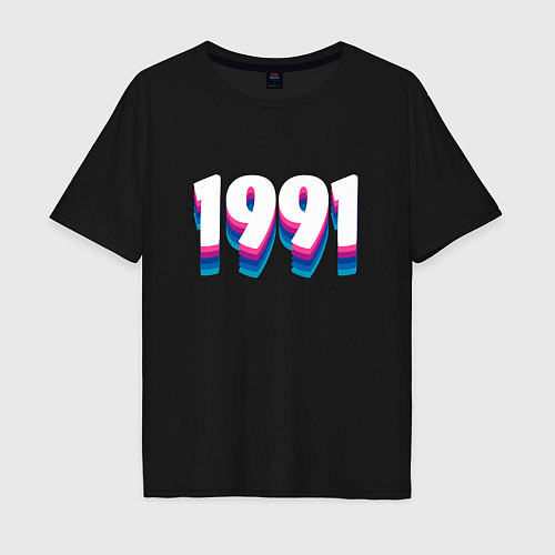 Мужская футболка оверсайз Made in 1991 vintage art / Черный – фото 1