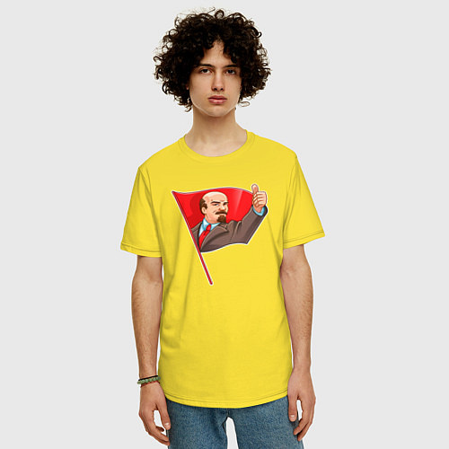 Мужская футболка оверсайз Ленин одобряет / Желтый – фото 3