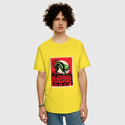 Мужская футболка оверсайз Cat creeper / Желтый – фото 3
