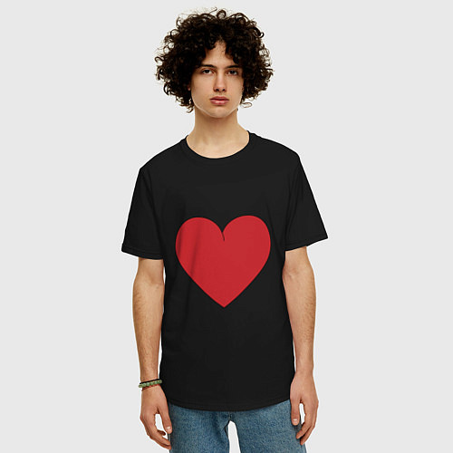 Мужская футболка оверсайз Сердце в стиле минимализм / Черный – фото 3