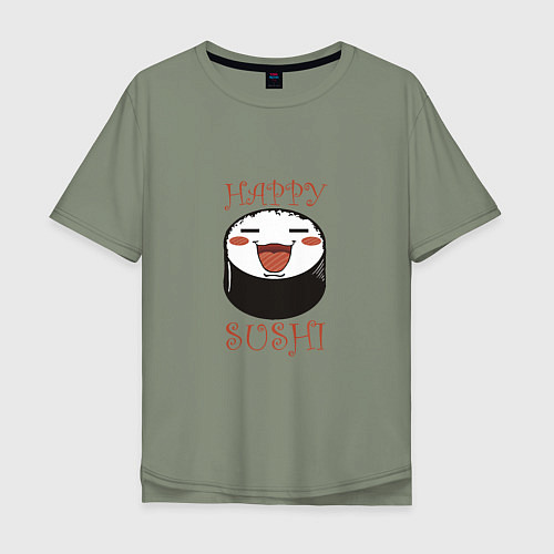 Мужская футболка оверсайз Smiling sushi / Авокадо – фото 1