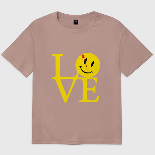 Мужская футболка оверсайз Smile love / Пыльно-розовый – фото 1
