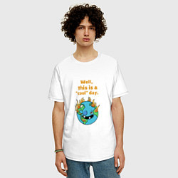 Футболка оверсайз мужская Well this is a cool day, цвет: белый — фото 2