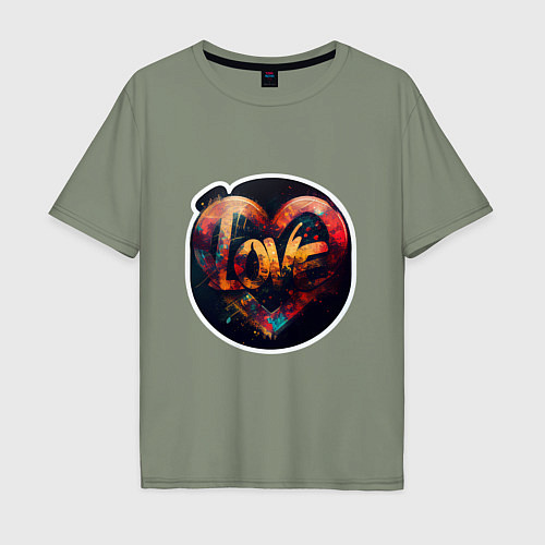 Мужская футболка оверсайз Love на День Святого Валентина / Авокадо – фото 1
