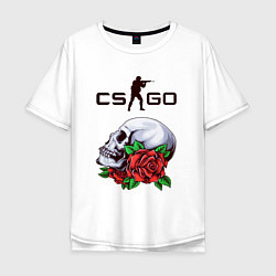 Мужская футболка оверсайз Контра и череп с розами