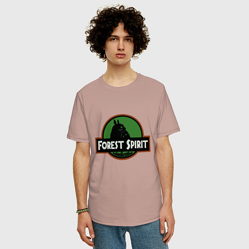 Мужская футболка оверсайз Дух леса / Пыльно-розовый – фото 3