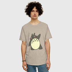 Футболка оверсайз мужская Hello Totoro, цвет: миндальный — фото 2