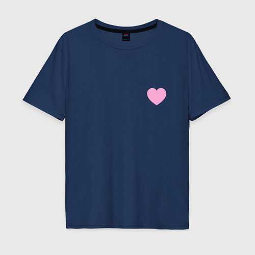 Мужская футболка оверсайз Розовое сердечко - мини / Тёмно-синий – фото 1