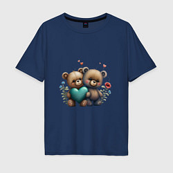 Мужская футболка оверсайз Плюшевые медведи с сердцем