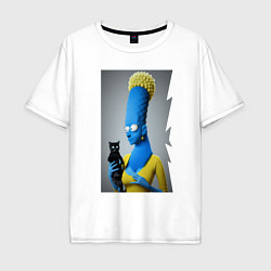 Мужская футболка оверсайз Marge Simpson and black cat - нейросеть - fantasy
