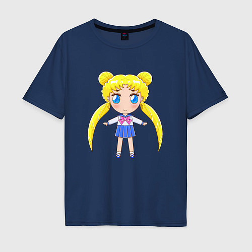 Мужская футболка оверсайз Sailor moon chibi / Тёмно-синий – фото 1